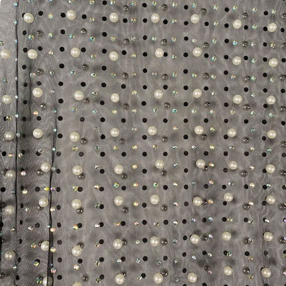 Love J Pearl & Gem Embellished See-Through Mesh Crop Top Large – 312 - Picture 10 of 10